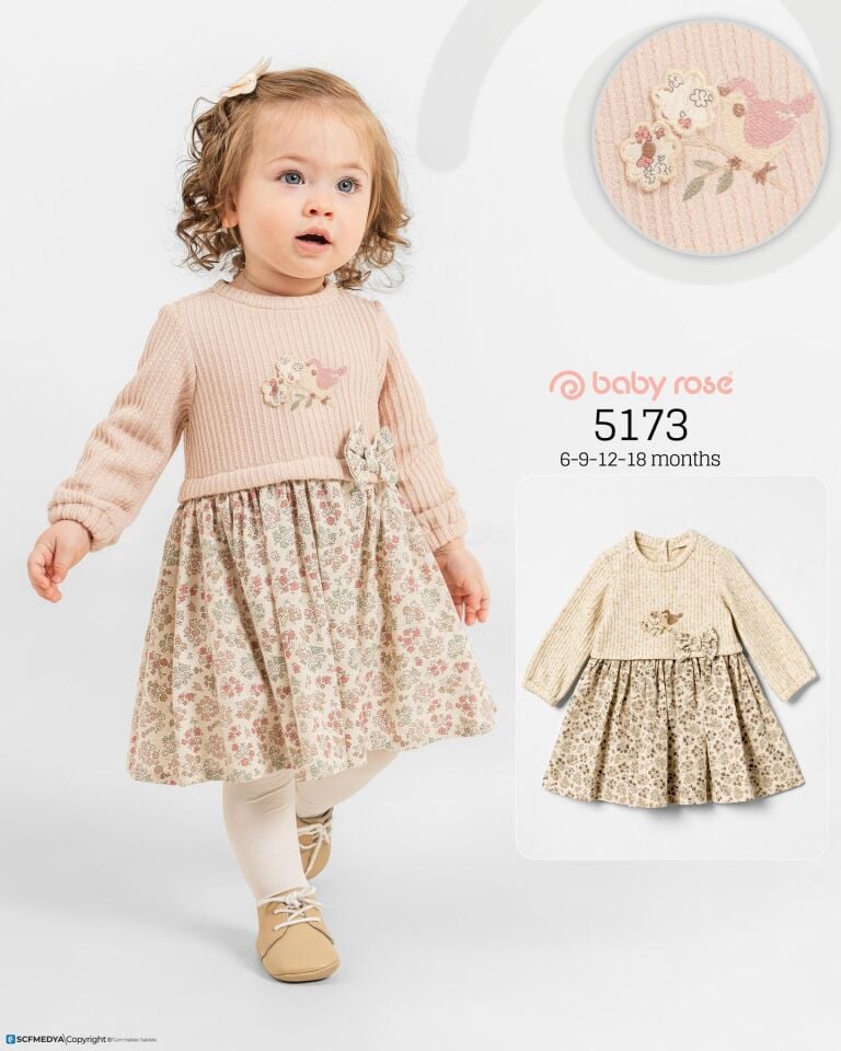 KUŞ NAKIŞLI BEBE ELBİSE
