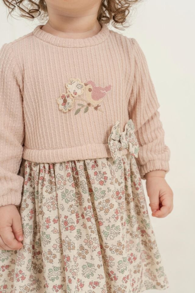 KUŞ NAKIŞLI BEBE ELBİSE
